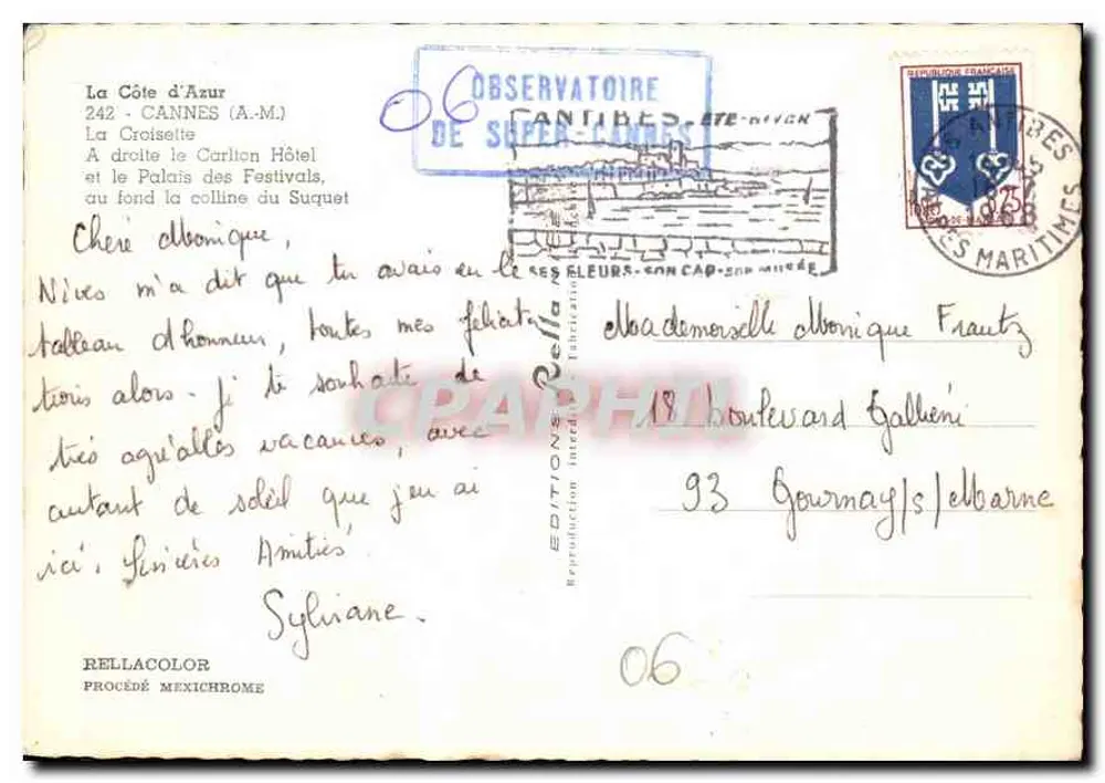 Cannes — Strand und Promenade des Anglais — Éditions Rella - Rückseite