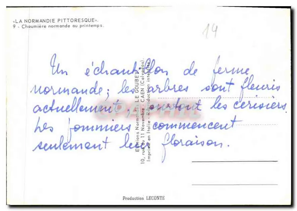 Normannische Hütte — Frühling — Éditions Normandes LE GOUBEY, Nr. 9 - Rückseite