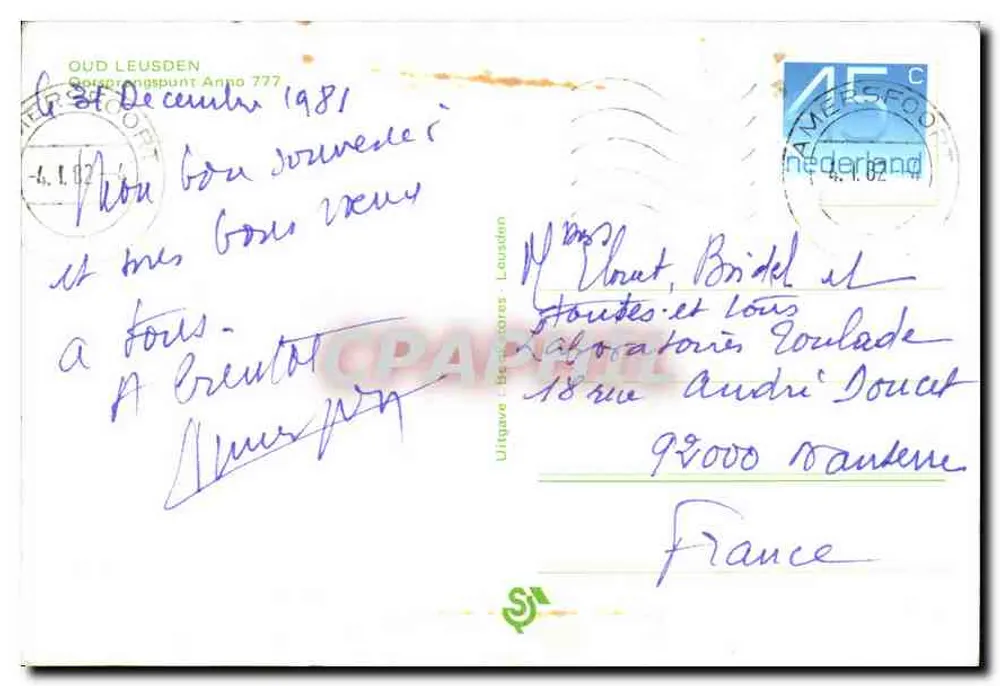 Torre da antiga igreja de Oud Leusden — Oud Leusden — editor desconhecido, número de série não visível - Verso