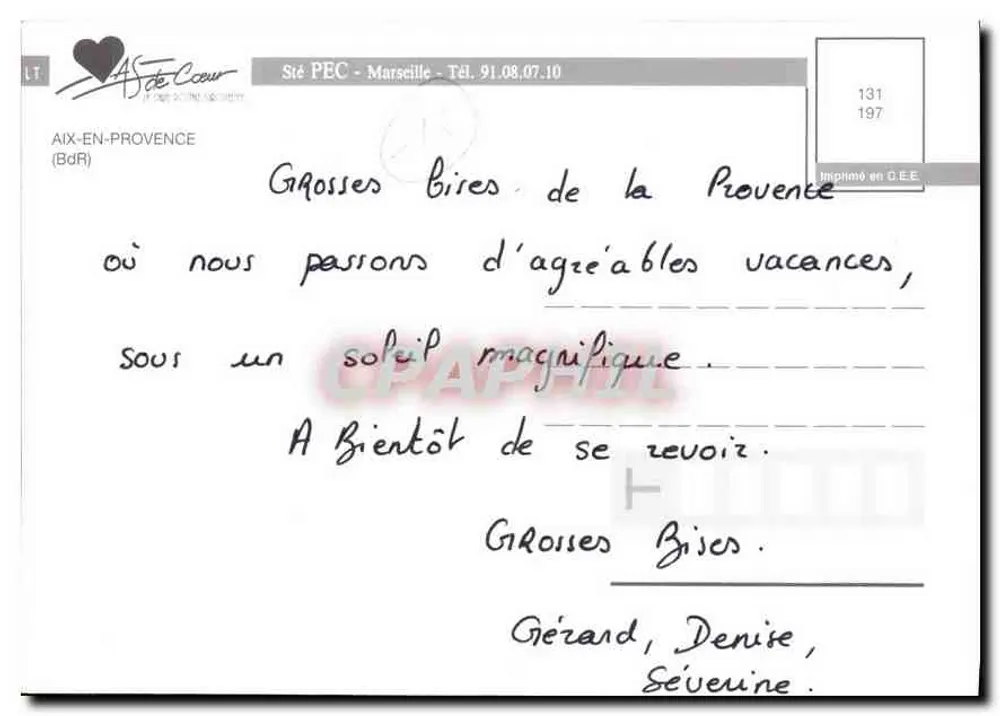 Aix-en-Provence — Joyaux de Provence — editor AS de Cœur - Verso