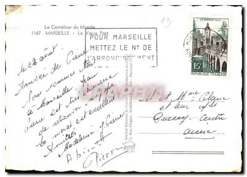 Le Vieux Port — Marseille — Société Éditions de France, Nr. 1167 - Rückseite