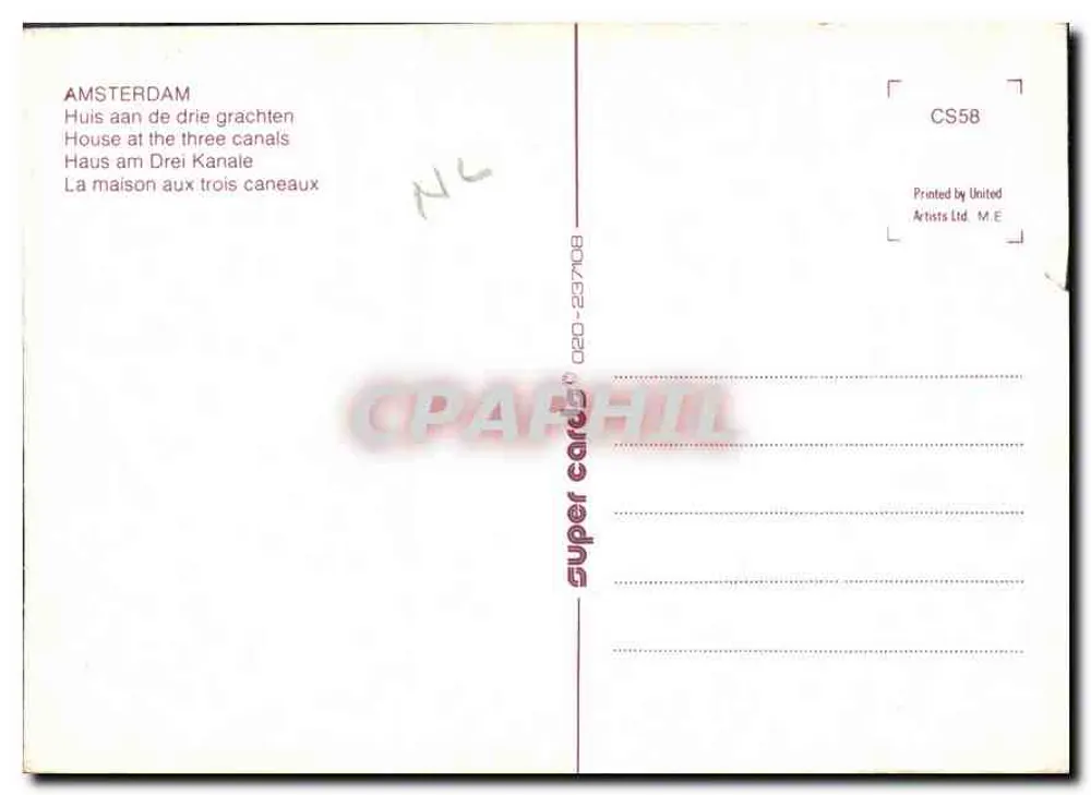 Amsterdam — Casa dos três canais — Super cards CS58 - Verso