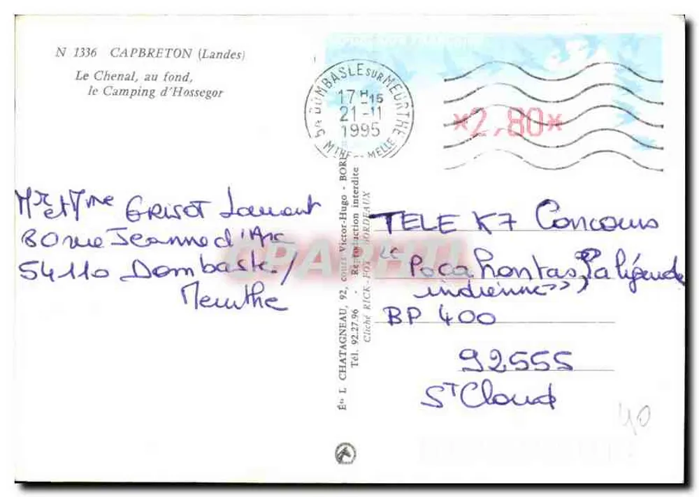 Capbreton — Le Chenal, im Hintergrund der Campingplatz von Hossegor — Elcée - Rückseite