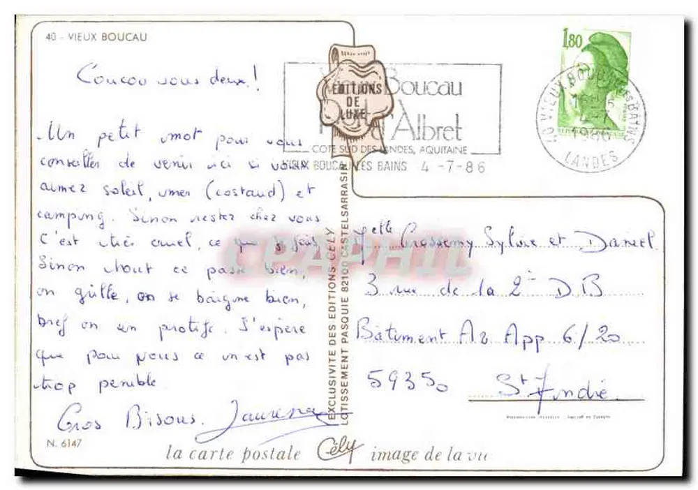 Vieux Boucau — vista aérea, surfista, jovem mulher — Éditions de Caly - Verso