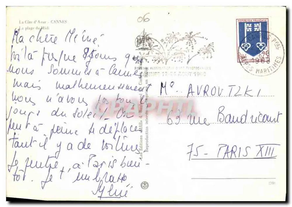 A Costa do Azul — A praia do Midi — Cannes — Edições A.D.A.B. n° 06 - Verso