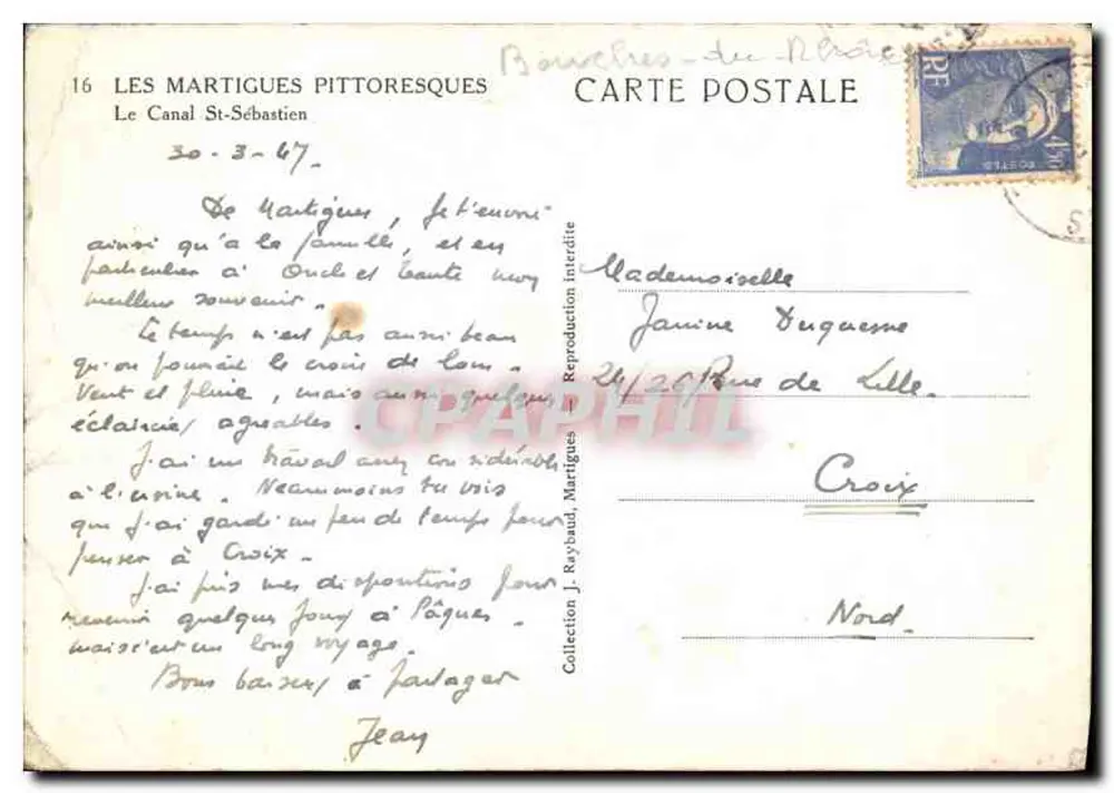 Malerische Martigues — Der St-Sébastien-Kanal — J. Raybaud, Martigues - Rückseite