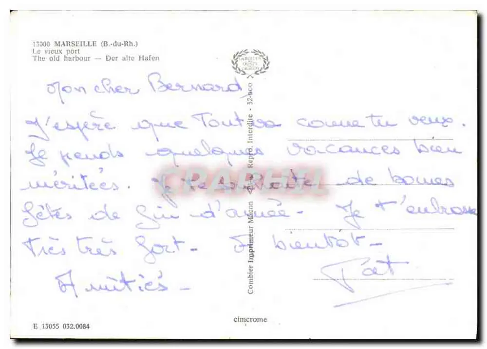 El viejo puerto — Marsella — Editor Combier Imprimeur - Reverso