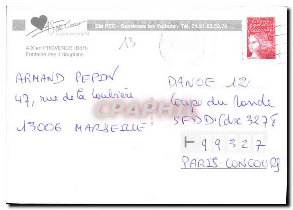 Aix-en-Provence — Fontaine des Quatre Dauphins — Sté PEC Septèmes les Vallons - Rückseite