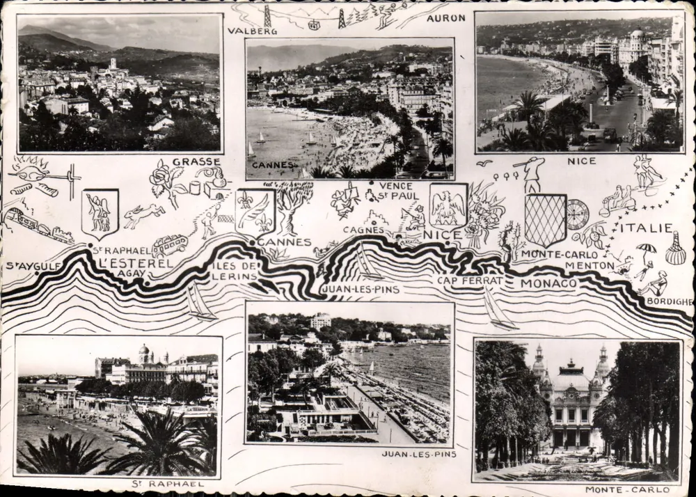 Côte d'Azur — Illustrierte Ansichtskarte der Côte d'Azur bis Italien — Éditions Alpix - Vorderseite