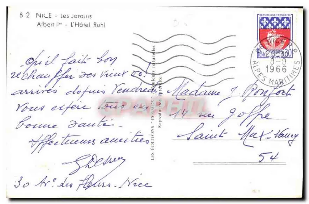 Nice - Os Jardins - O Hotel Ruhl — Éditions Cosnods - Verso