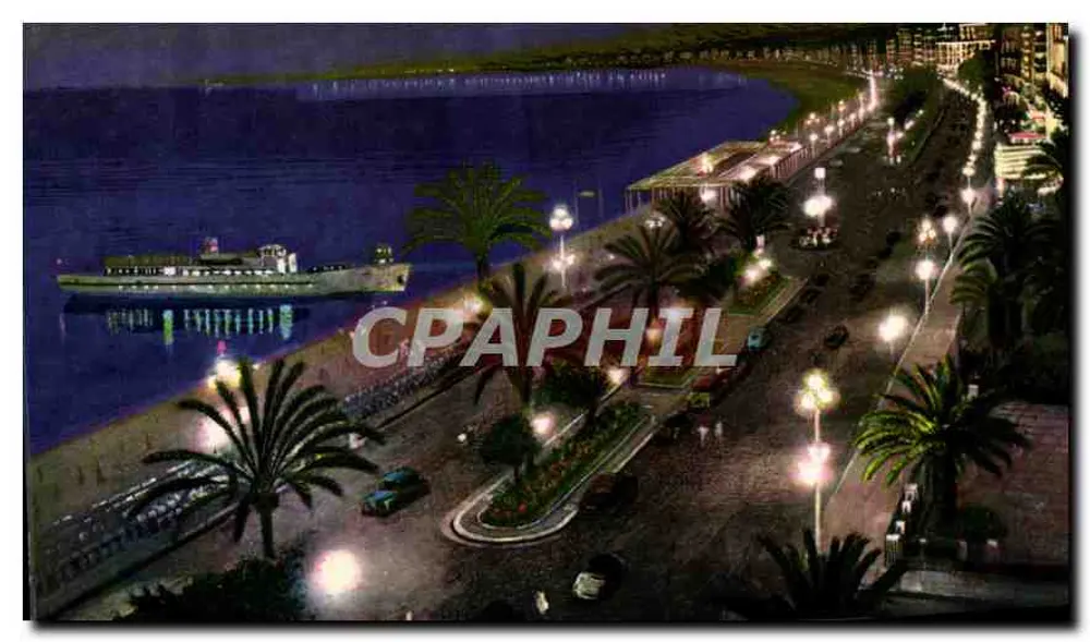 Nice - Nachtleuchteffekt auf der Promenade des Anglais — L. LARCAN, Verlag, Nr. 203 - Vorderseite