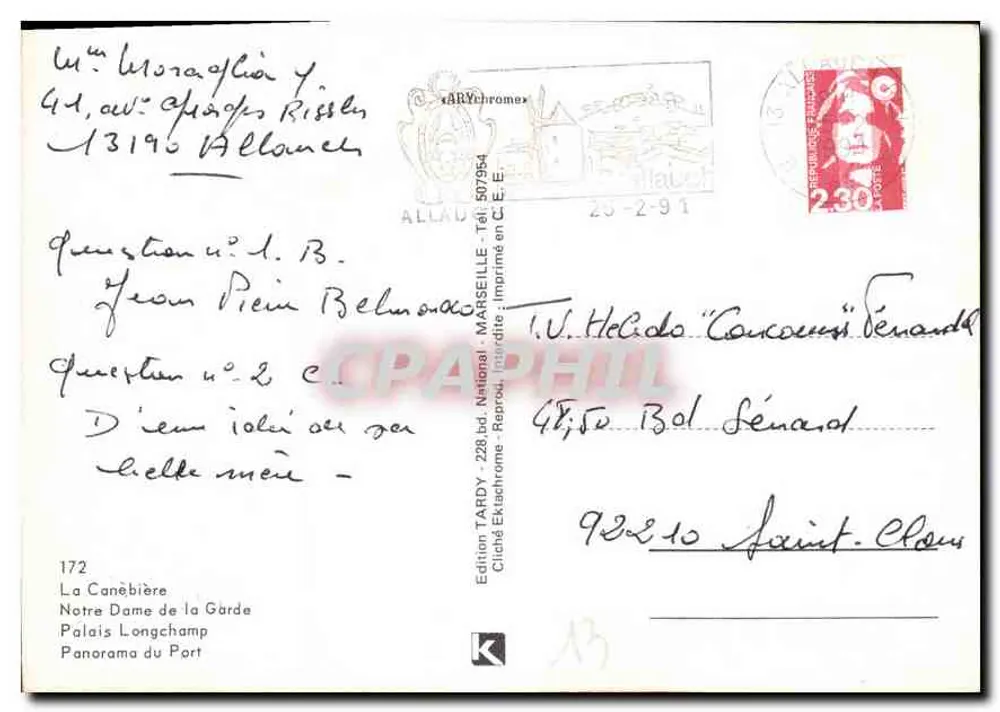 Panorama des Hafens von Marseille — Édition Tardy — n°172 - Rückseite