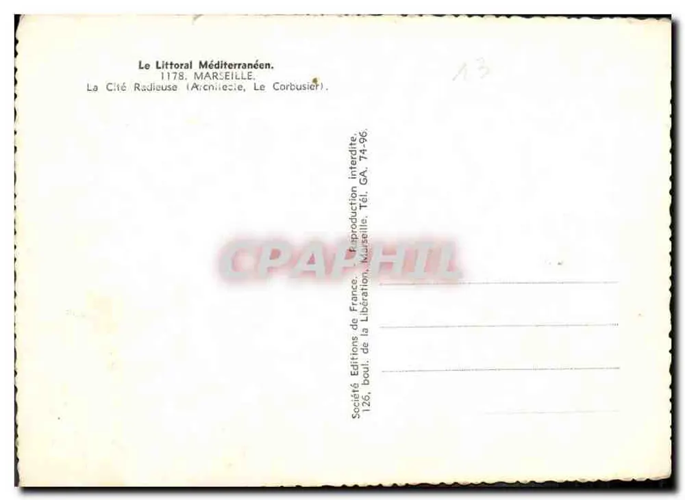 La Cité Radieuse — Marseille — Éditions de la Libération - Rückseite