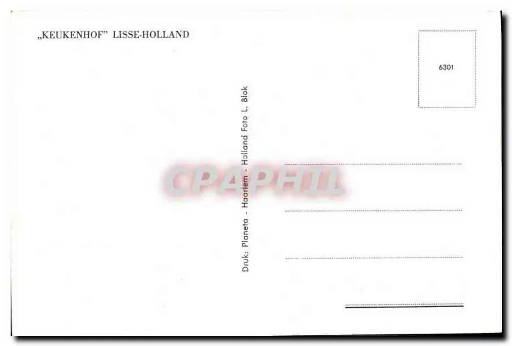 Garten des Keukenhof — Lisse, Holland — Verlag Planet a. L. Blok - Rückseite