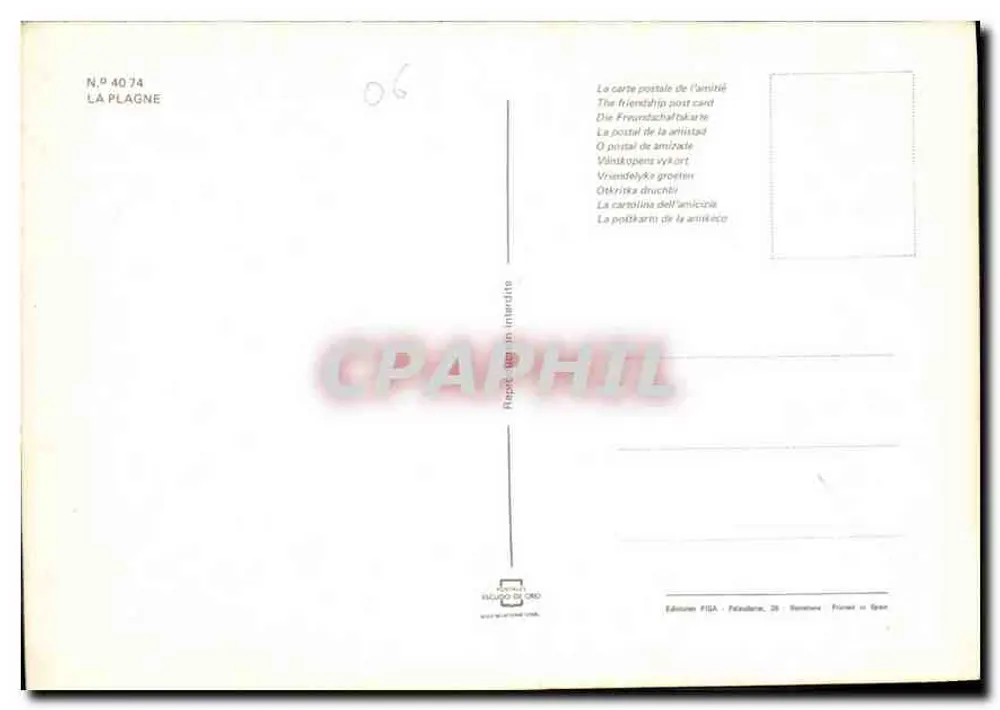 La Plagne — estação de esqui nevada — Edição FIDA, n° 4074 - Verso