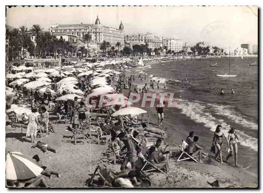 Plage de Cannes — vue animée avec hôtels et bateaux — éditeur L. GILLETTE & Cie - Frente