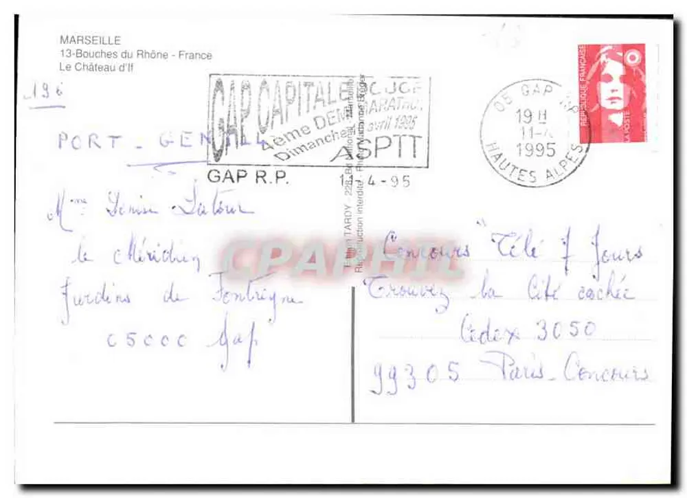 Schloss If — Marseille — Verlag unbekannt, Seriennummer nicht sichtbar - Rückseite