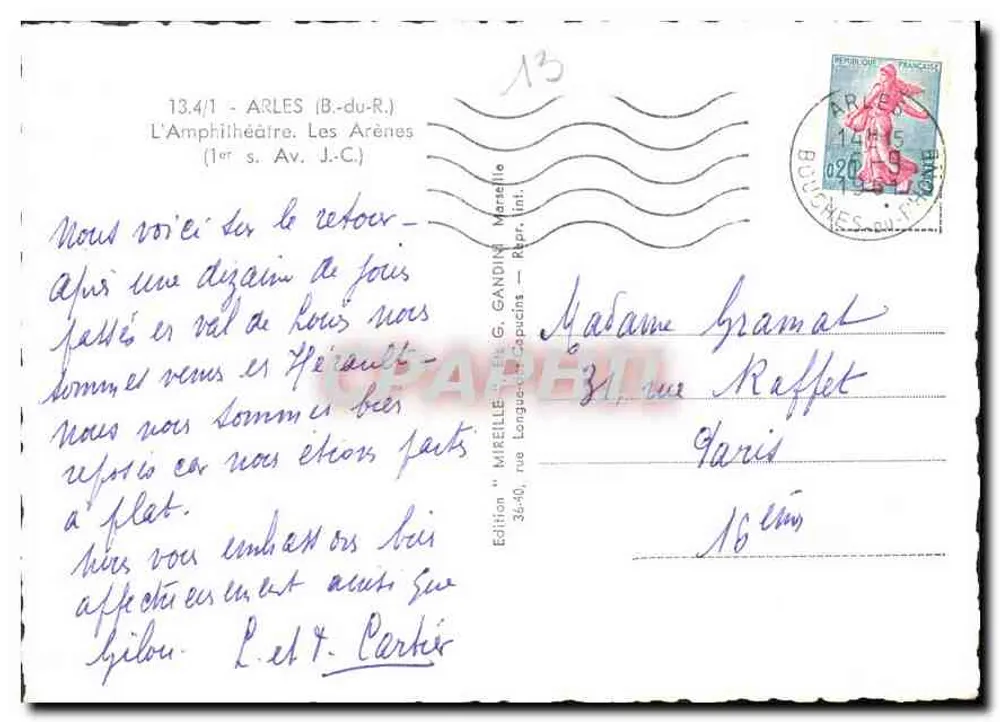 Arles — Las Arenas — Edición Mireille - Reverso