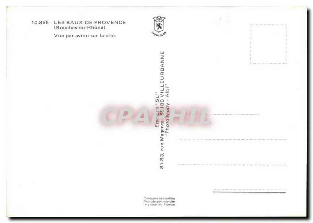 Les Baux de Provence — Luftbild der Stadt — Verlag Mapecolor, Nr. 10.855 - Rückseite