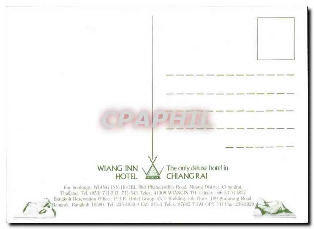 Wiang Inn Hotel — Chiang Rai, Thailand — touristische Werbung - Rückseite