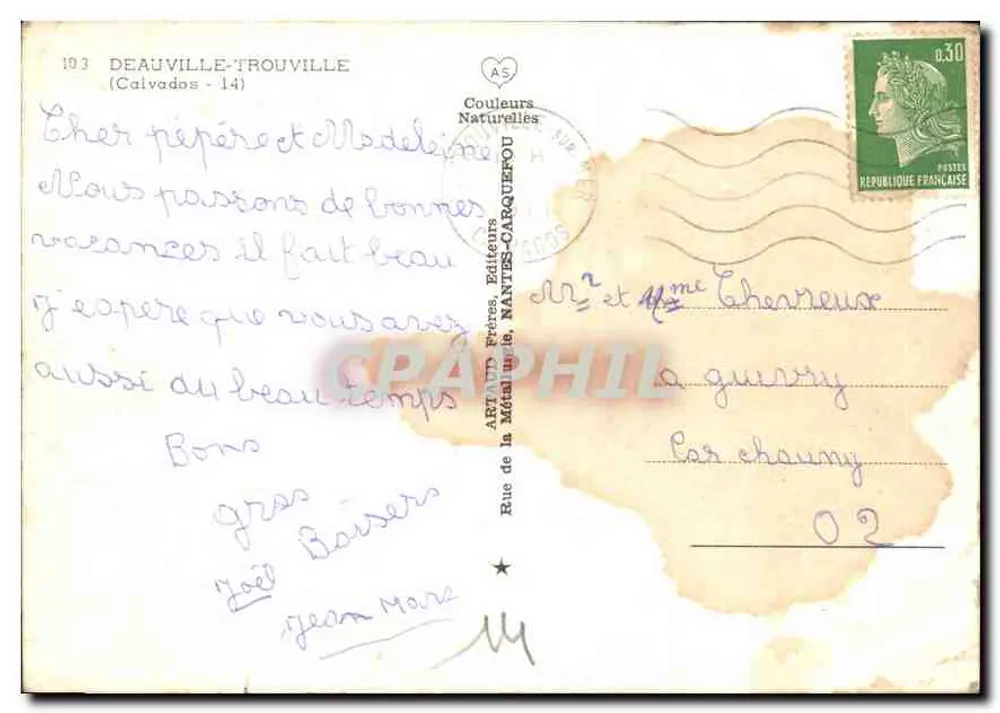 Deauville-Trouville — Vista geral, porto, praia, cassino, piscina — Cores Naturais, n°103 - Verso
