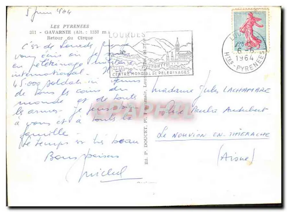 Gavarnie — Cirque de Gavarnie — Éd. P. Doucet, Lourdes - Verso
