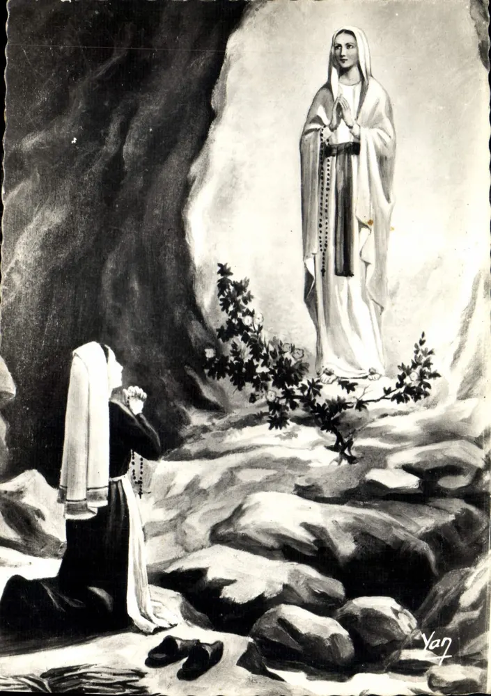 Lourdes — Erscheinung der T.S. Jungfrau für Bernadette Soubirous, 1858 — Verlag YAN, Nr. 65 - Vorderseite