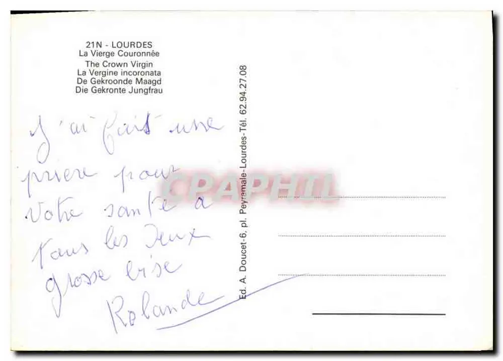 Lourdes — A Virgem Coroada — Ed. Edlux - Verso
