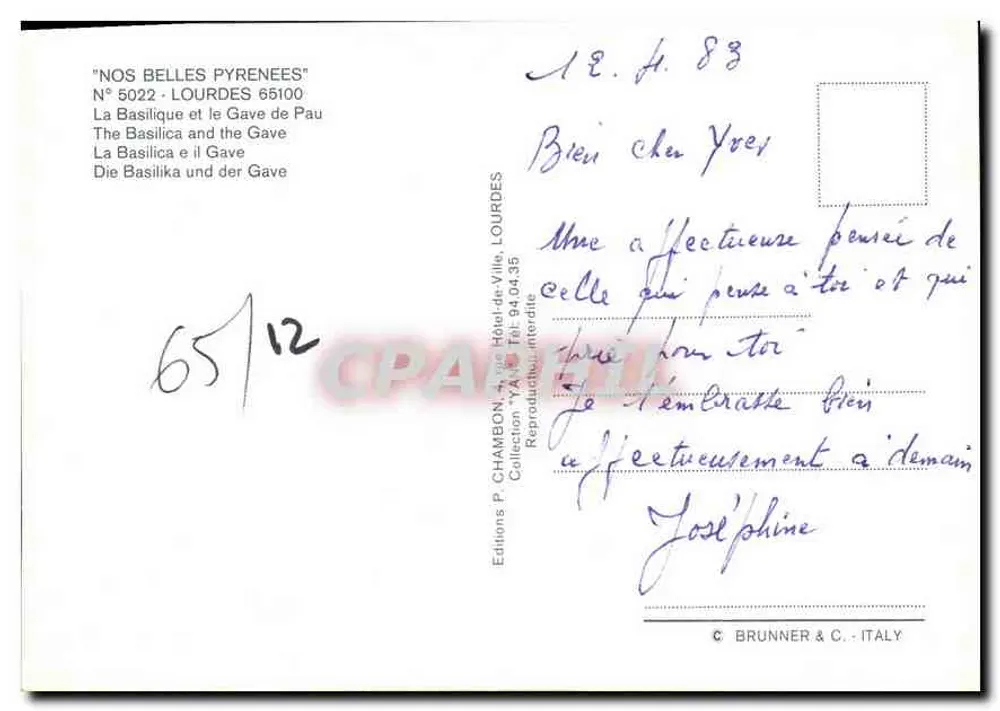 Die Basilika und der Gave de Pau — Lourdes — Editions P. Chambon - Rückseite