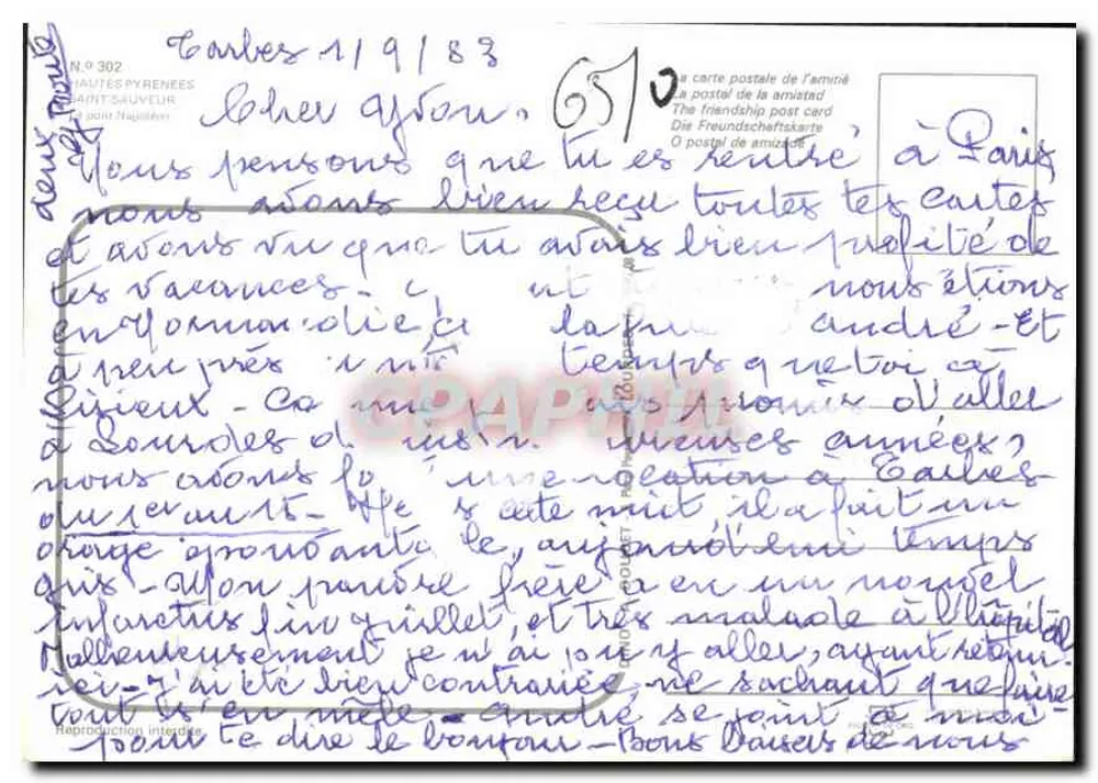 Brücke von Arbresle — Pyrénées-Orientales — Verlag Nr. 302 - Rückseite