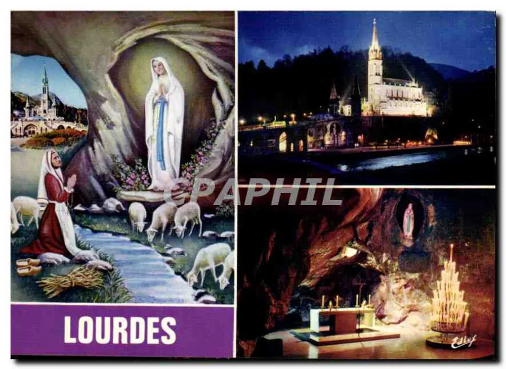 Lourdes — Aparecida, Basílica e Gruta — Edição A. Douce & Race, Lourdes - Frente