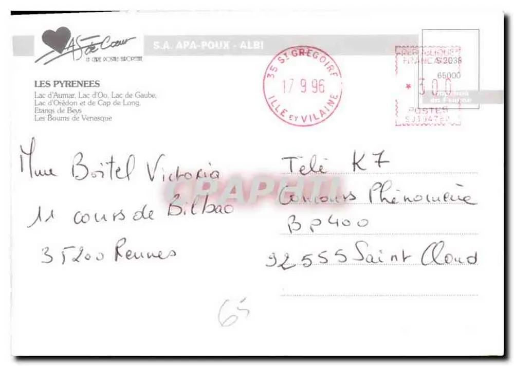 Die Pyrenäen — S.A. APA-POUX - ALBI — n°63 - Rückseite