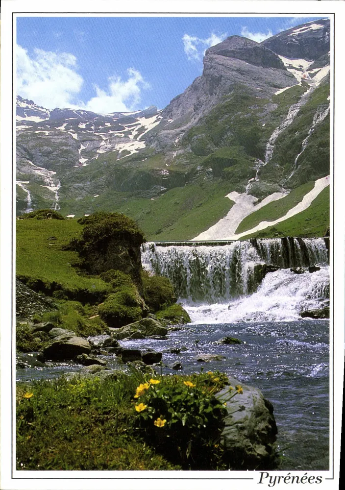 Paisagem de montanha com cachoeira — Pirineus — Edição A. Doucet, n° 2541 - Frente