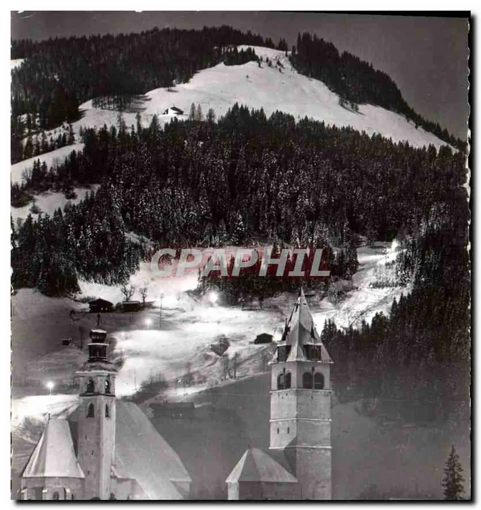 Kitzbühel (Tirol) — Nachtsicht mit beleuchteter Skipiste — Verleger: Echte Photographie - Vorderseite