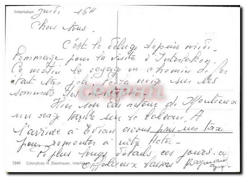 इंटरलैकन — पैनोरमिक दृश्य बर्फीली पर्वतों के साथ, होटल और कैलेज़ — कलरफोटो एच. स्टेइनहॉयर - पीछे