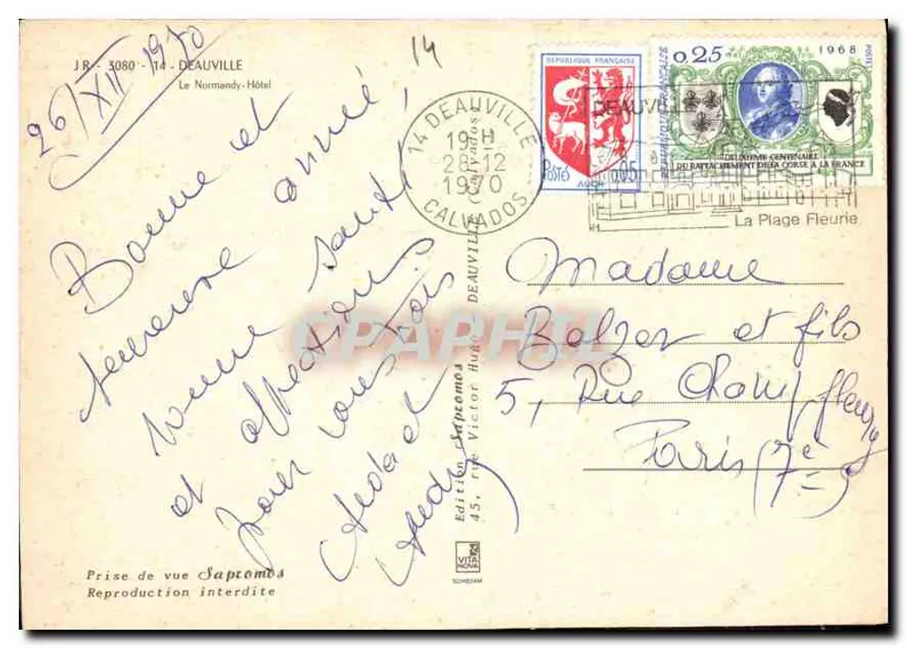 Jardim e hotel em Deauville — editor Sapromas, n° 3080 - Verso