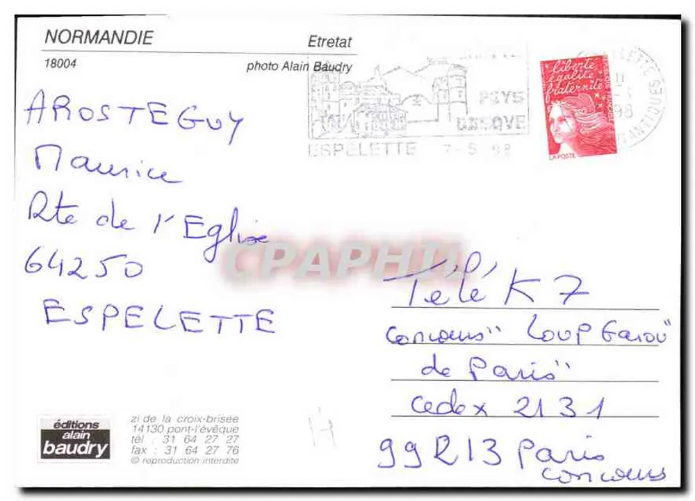 Falésias da Normandia — Étretat — edições Alain Baudry - Verso