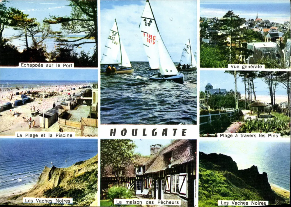 Houlgate — Allgemeiner Blick, Strand, Segelboote, Fischerhaus — Natürliche Farben - Vorderseite