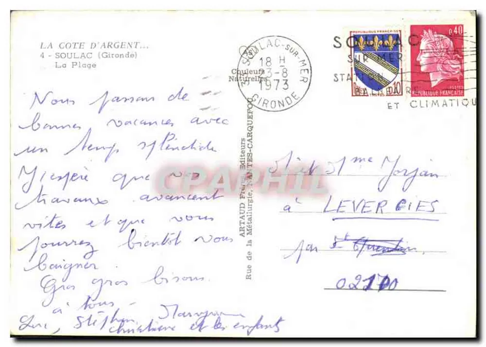 Playa de Saint-Quentin-sur-le-Plage — vista animada — editor AS, n° 02710 - Reverso