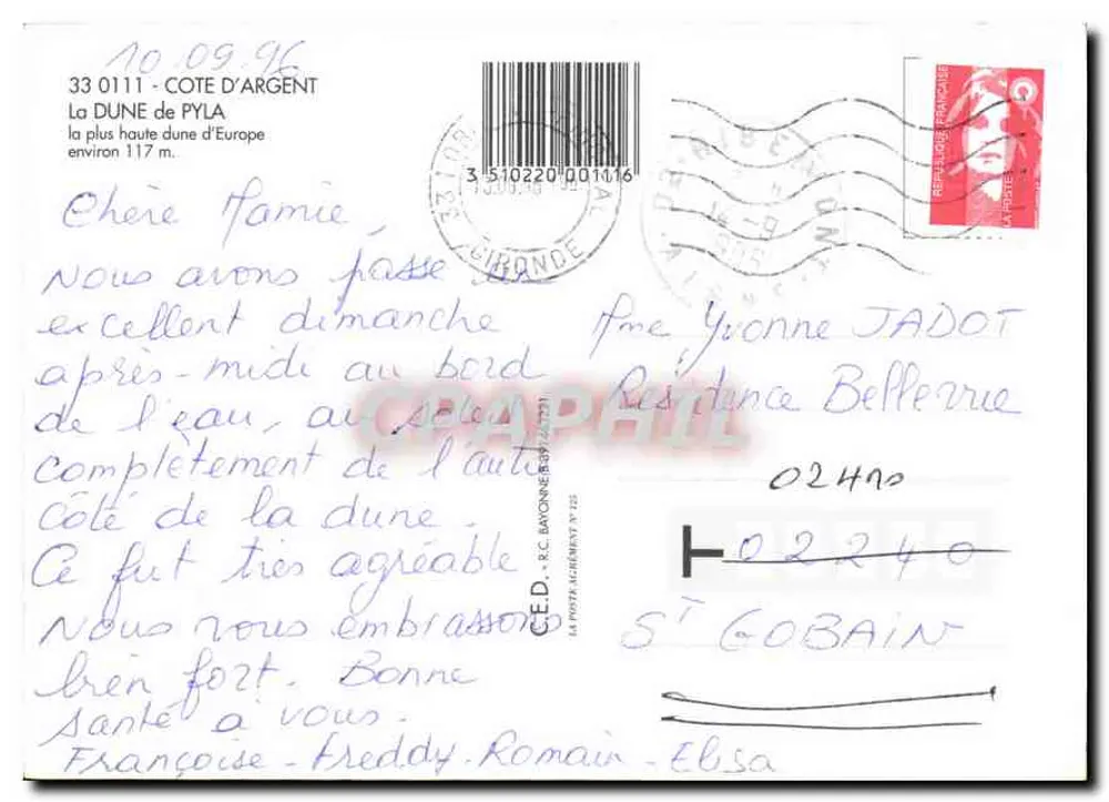 Duna de Pyla, 117 m. — la más alta de Europa — - Reverso