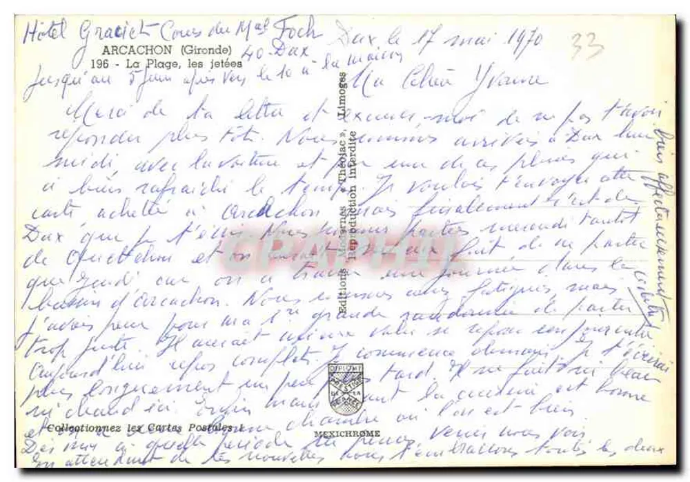 Arcachon — A Praia, os molhes — Editora IRIS, n° 33 - Verso