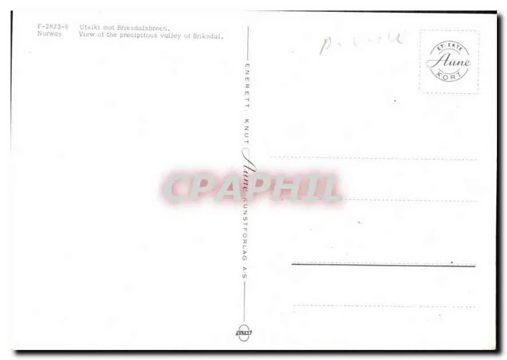 Ansicht des Gletschers Briksdalsbreen - Norwegen - Verlag Knut Enerett - Rückseite