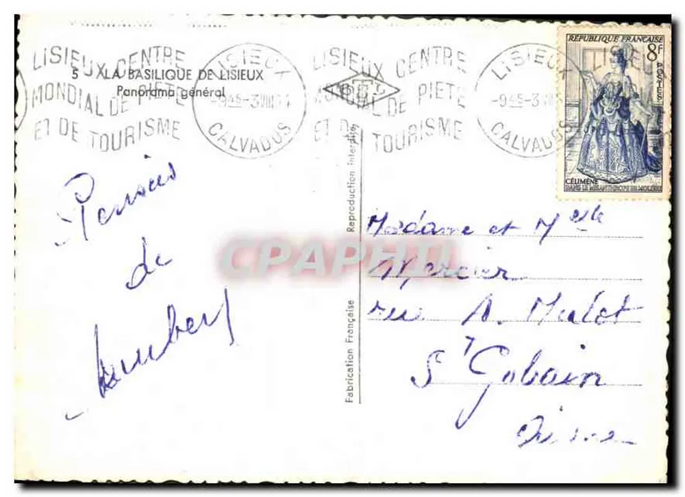 Basílica de Lisieux — Panorama geral — Fabricação Francesa - Verso