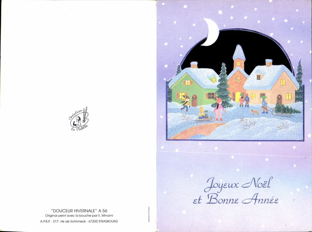 Natal e Boas Festas — cena invernal com crianças brincando — A.P.B.P. Strasbourg - Frente
