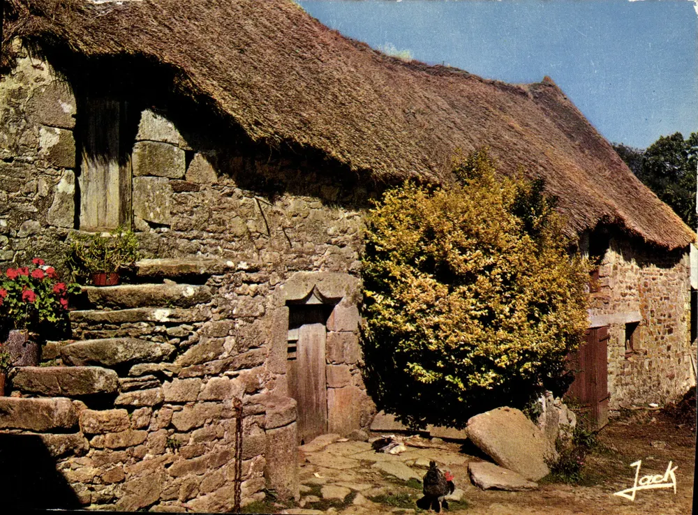 Casa de pedra com telhado de colmo — Cores da Bretanha, n° 618 — editor Jack - Frente