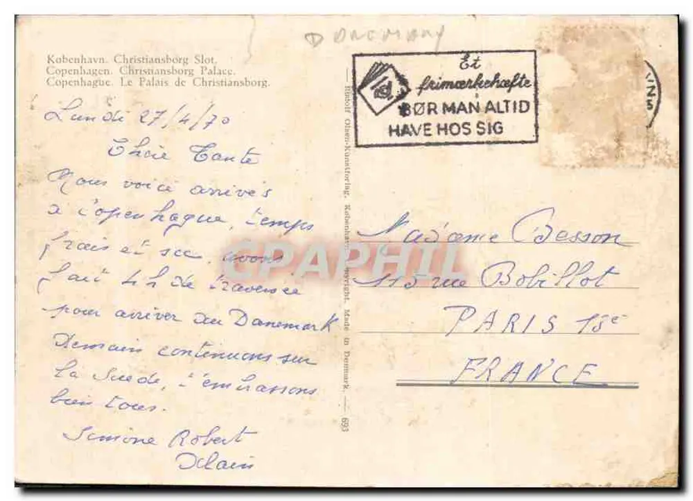 Copenhague — Palais de Christiansborg — éditeur Bør Man Altid - Verso