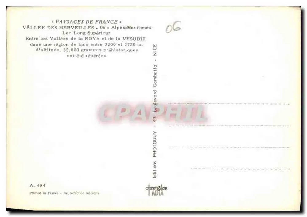 Oberer Longsee — Tal der Wunder, Alpes-Maritimes — Gambetta Editions, Nice - Rückseite