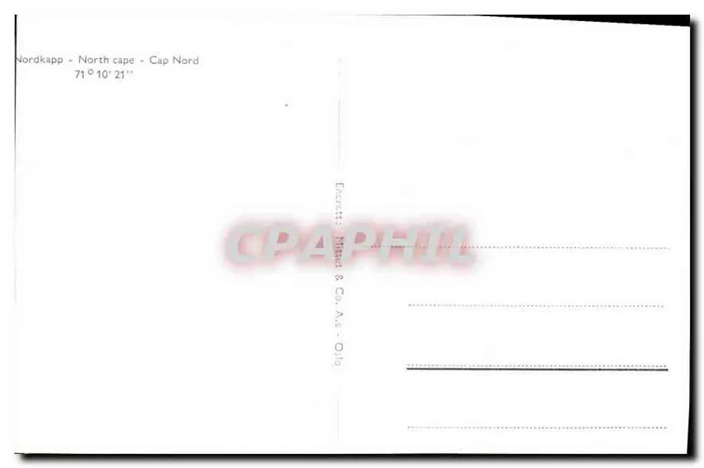 Nordkapp - North cape - Cap Nord — 71° 10' 21'' — Editor: Meyer & Co. A/S - Oslo - Verso