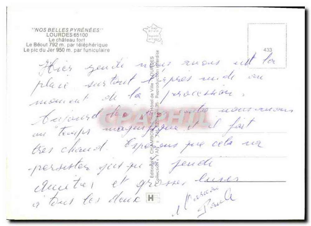 Lourdes — O Castelo Forte, O Béout, O Pic du Jer — Edições Chambon - Verso