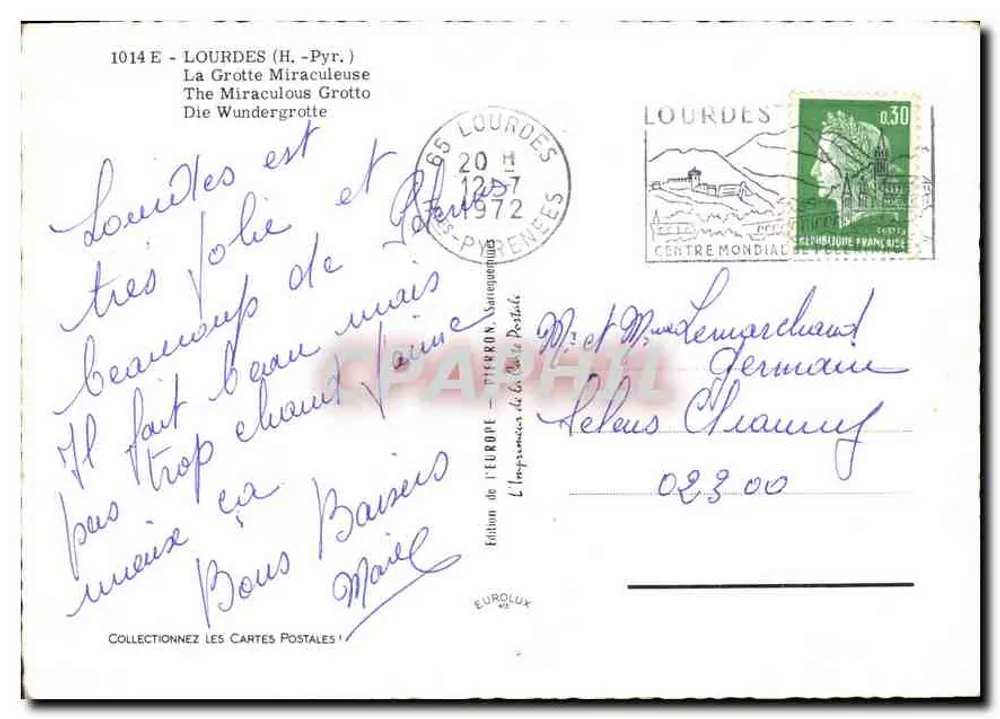 Lourdes — Gruta Milagrosa — Edição Eurolux - Verso